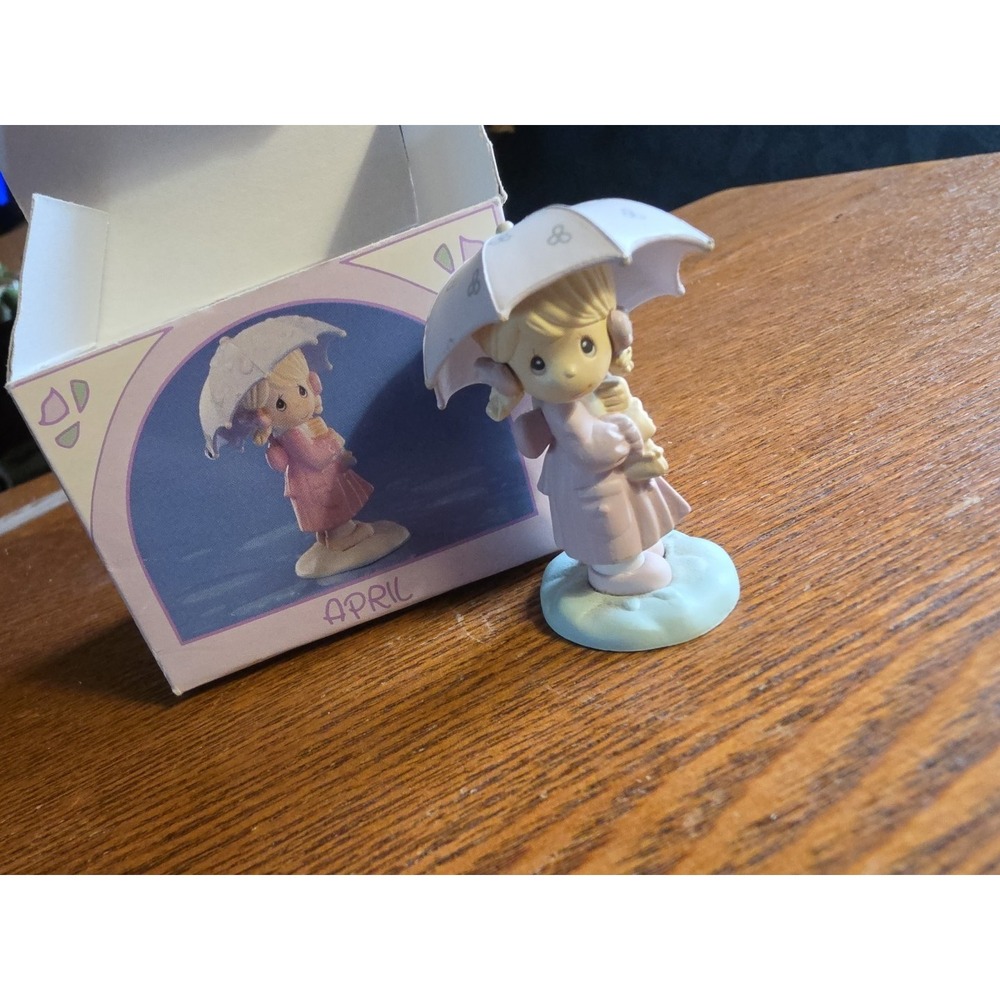 Enesco‎ Precious Moments Figurine April Umbrella Girl - New 1989